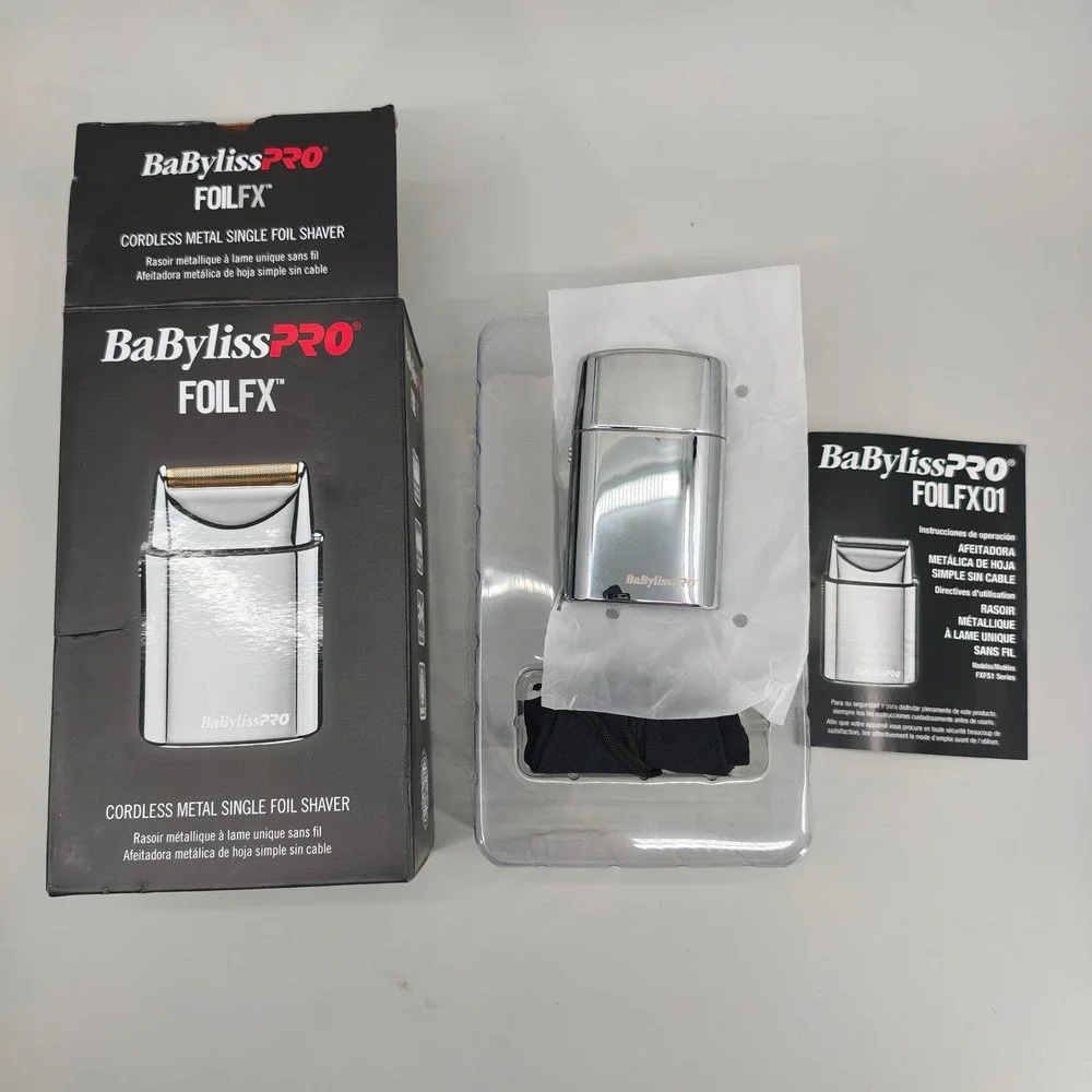 BaBylissPRO FOILFX01 Cordless Metal Single Foil Shaver FXFS1 Chrome Silver New
